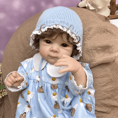 45cm Lifelike Short Hair Bettie Reborn Baby Girl in Blue Clothes