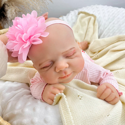 45cm Full Silicone Stretchable Asleep Pascale Reborn Girl in Pink Outfits