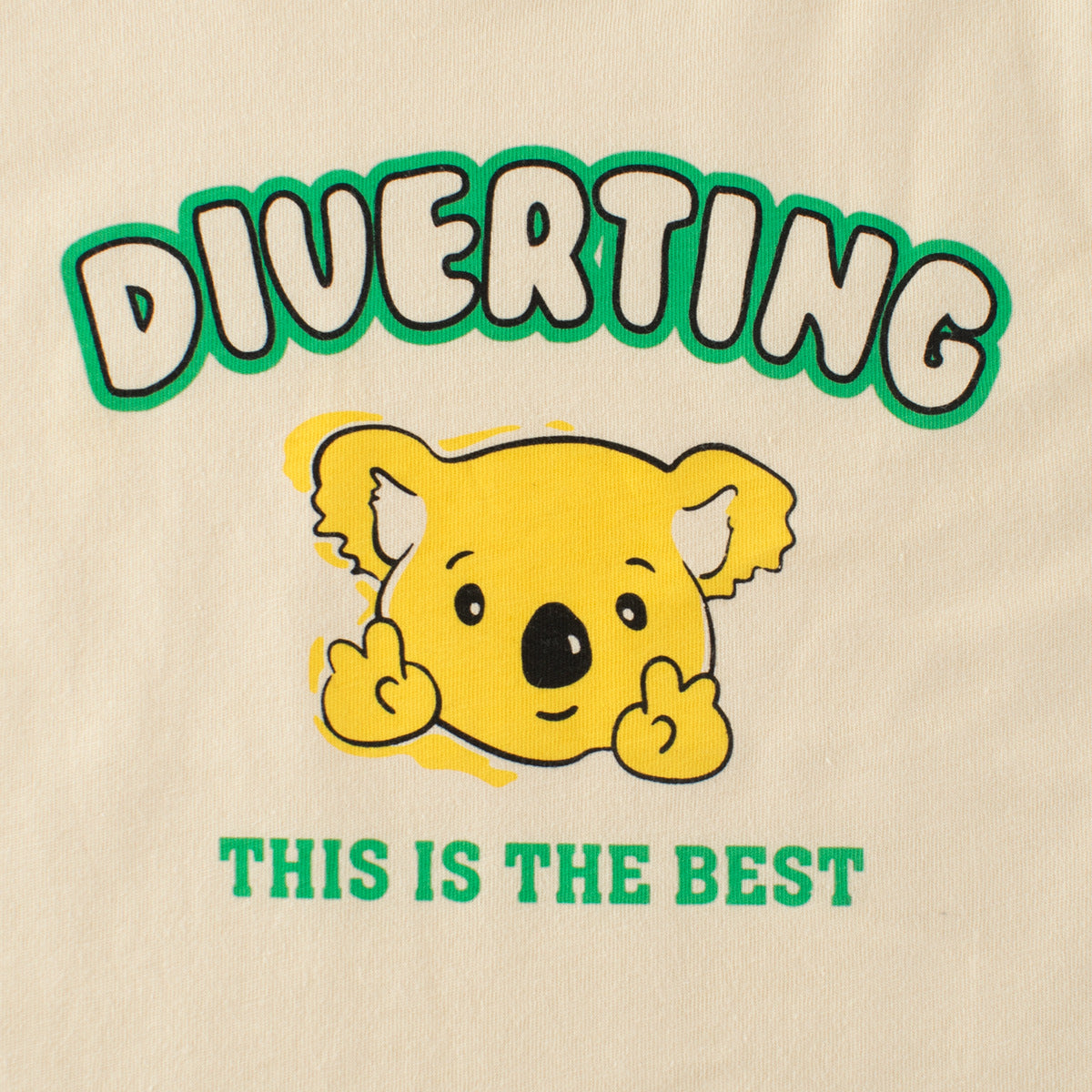 Cartoon Koala Letter Color Block Crew Neck Short Sleeve T-Shirt