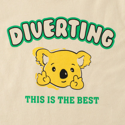 Cartoon Koala Letter Color Block Crew Neck Short Sleeve T-Shirt