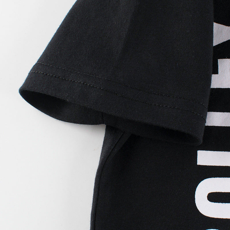 Black crew neck short sleeve t-shirt with car print