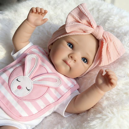 48cm Realistic Open Eyes Bettie Reborn Baby Girl In White bodysuit