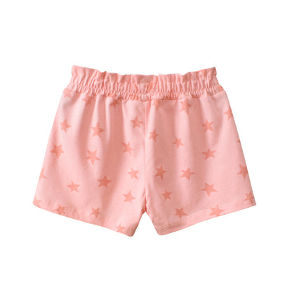 Pink Star Cotton high waist Shorts for Girls