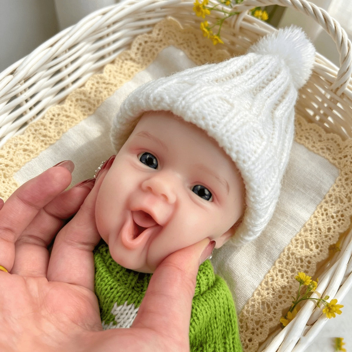 30cm Full Silicone Maddie Smile Reborn Baby Girl in Green Outfits