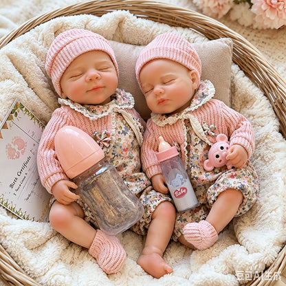 30cm Full Silicone Closed Eyes Reborn Twin Sisters- Pascale and Loulou