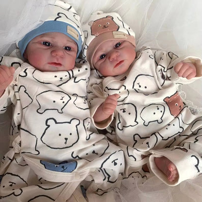 49cm Lifelike Soft Body Blue Eyes Reborn Doll Twin Sisters-Elijah