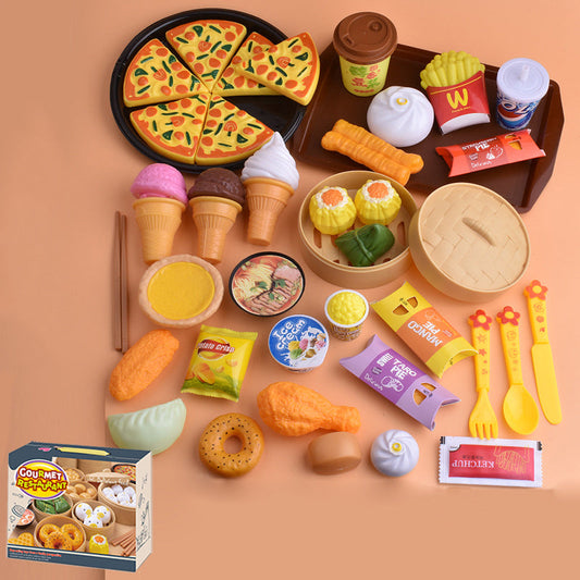 Children's Play House Simulation Kitchen Toys Chinese and Western Food 40 Piece Set