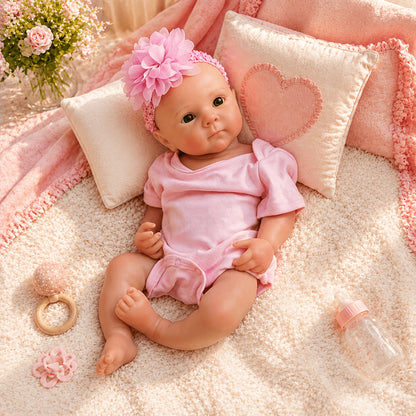 18 Inches Realistic Full Silicone Bettie Reborn Baby Girl in Pink Bodysuits