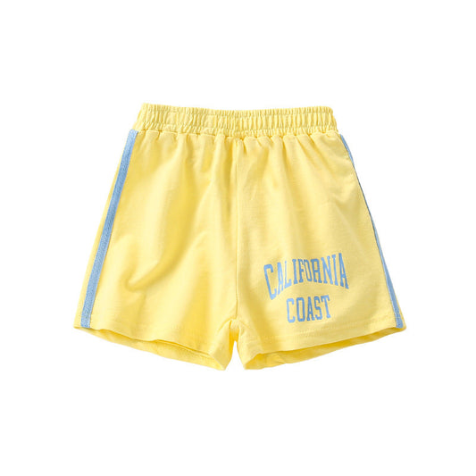 Yellow Letter printed elastic waist children's casual pants