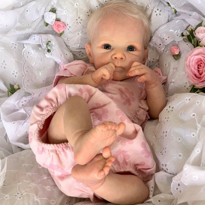 18 Inches Blue Eyes Bettie Reborn Doll Girl In Pink Flower Clothes