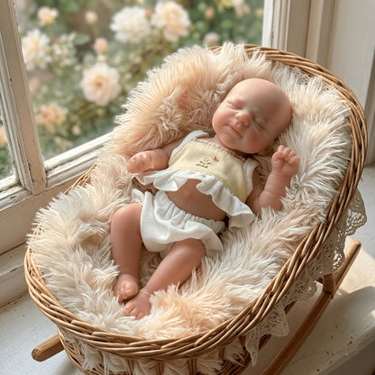 20cm Closed Eyes Silicone Mini Reborn Baby Girl Pascale In Yellow Outfits