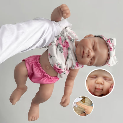 30cm Cute Full Silicone Pascale Reborn Doll Girl In Pink Floral Outfits