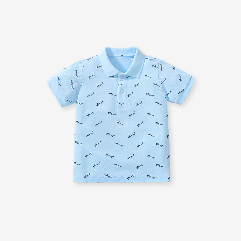 Casual solid color boys polo shirt