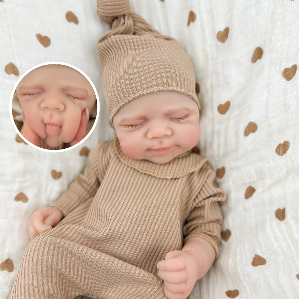 30cm Full Silicone Asleep Pascale Reborn Doll Girl In Brown Outfits