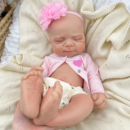 45cm Full Silicone Stretchable Asleep Pascale Reborn Girl in Pink Outfits