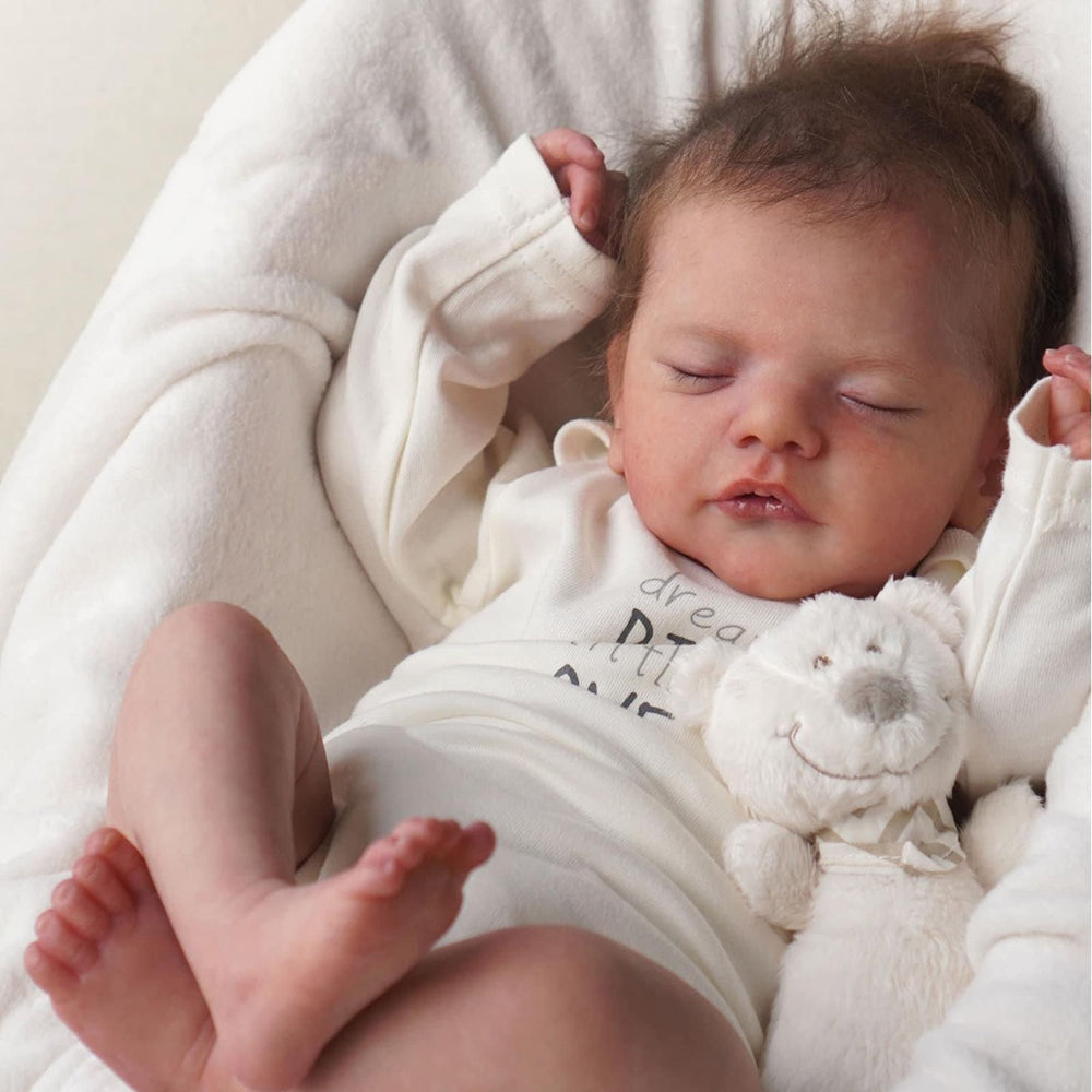 18 Inches lifelike reborn dolls with closed eyes and hair-Sam