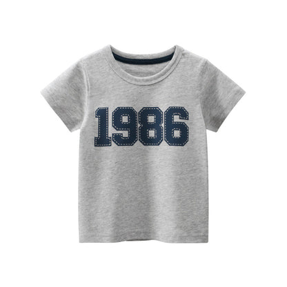 Solid color digital print crew neck short sleeve T-shirt