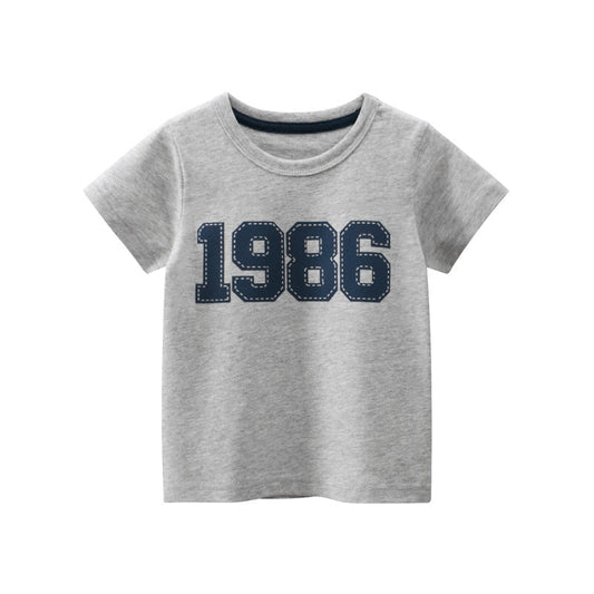 Solid color digital print crew neck short sleeve T-shirt