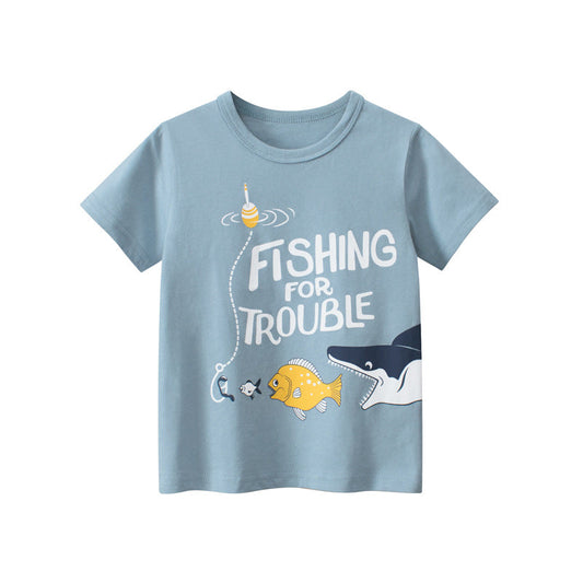 Ocean Fish Letters Kids Short Sleeve T-Shirt