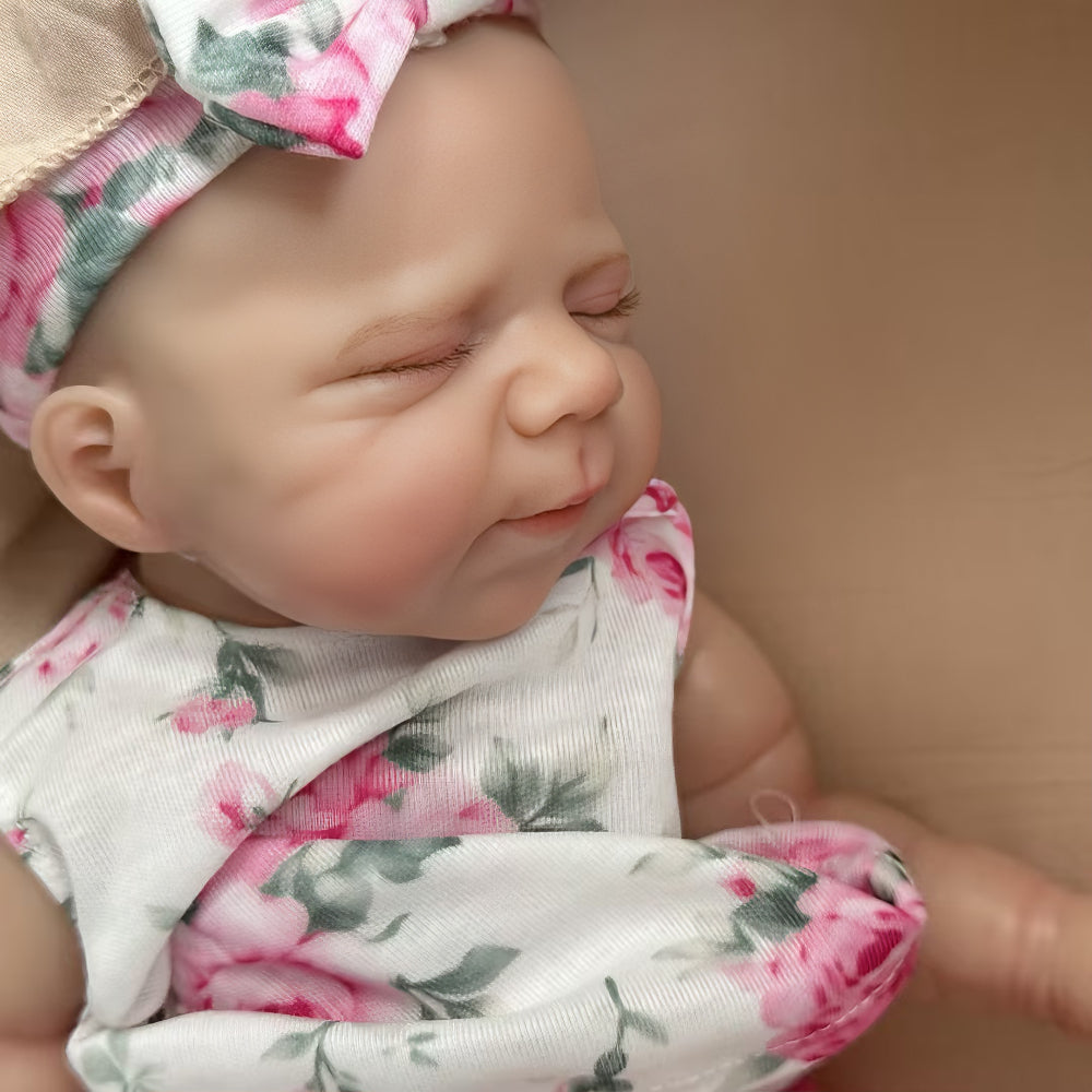 30cm Cute Full Silicone Pascale Reborn Doll Girl In Pink Floral Outfits