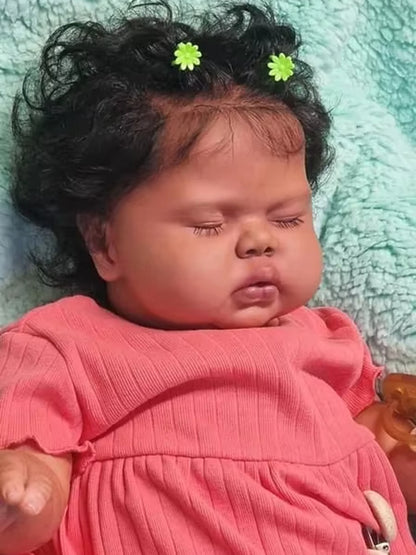 24 Inches Closed Eyes Dark Skin Cuddly Reborn Baby Girl-Pickle