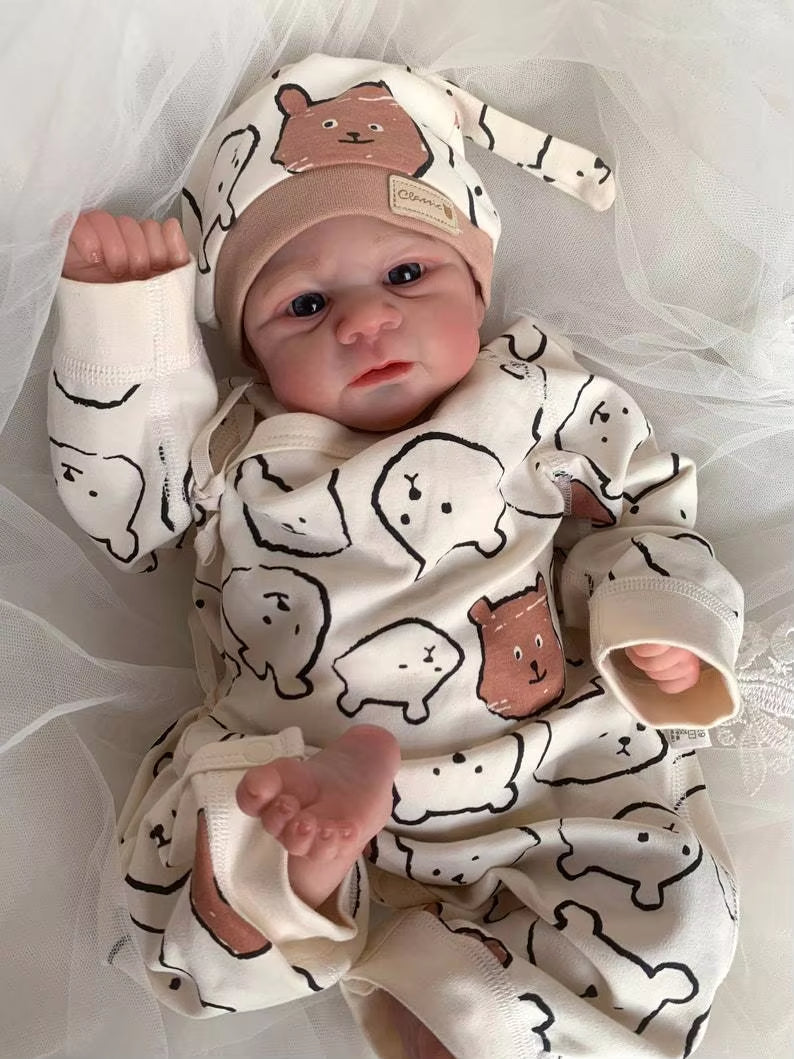 49cm Lifelike Soft Body Blue Eyes Reborn Doll Twin Sisters-Elijah
