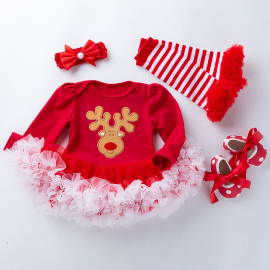 4-Piece Cute Elk Christmas Dress for 21/22/23 Inches Reborn Dolls
