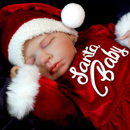 20 inches Closed Eyes Loulou Reborn Doll Girl In Christmas Dress
