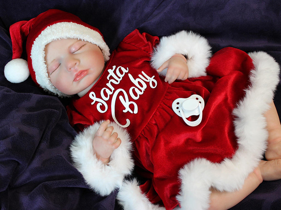 20 inches Closed Eyes Loulou Reborn Doll Girl In Christmas Dress