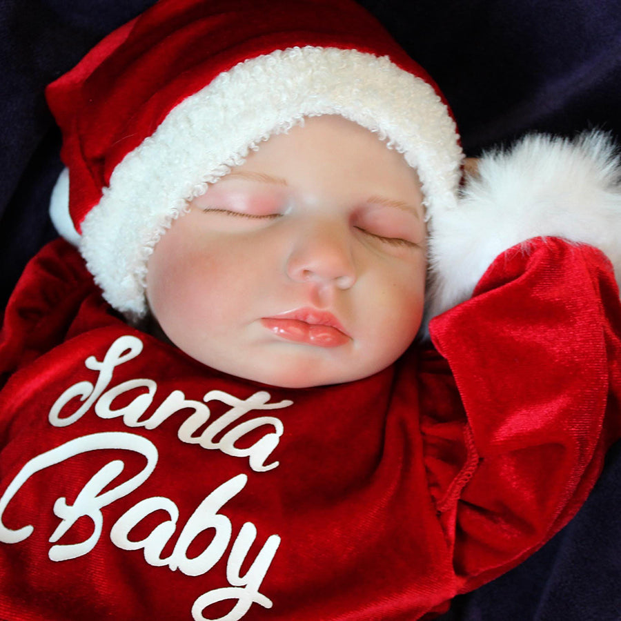 20 inches Closed Eyes Loulou Reborn Doll Girl In Christmas Dress