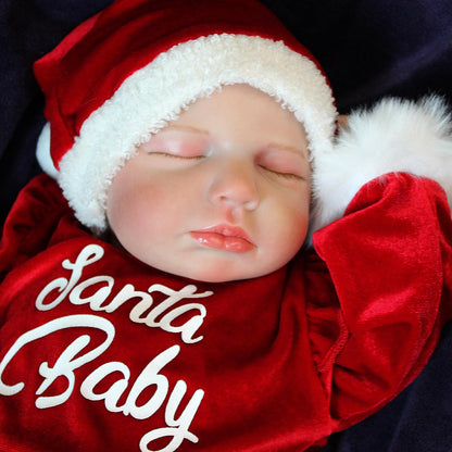 20 inches Closed Eyes Loulou Reborn Doll Girl In Christmas Dress