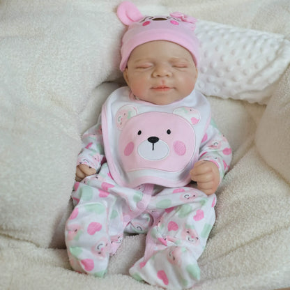 18 Inches Soft Full Silicone Pascale Reborn Baby Girl in Pink Bear Outfits