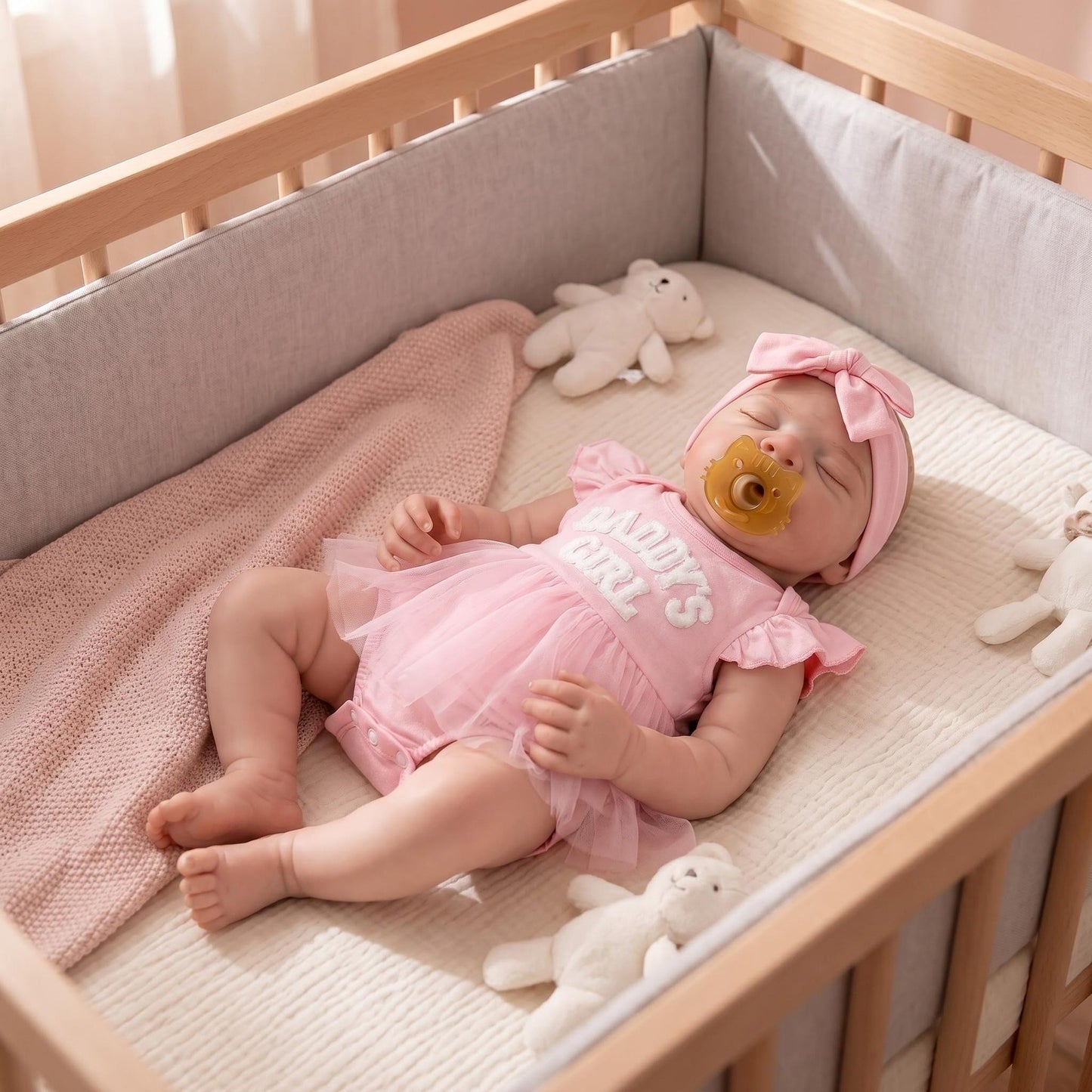 18 Inches Realistic Full Silicone Pascale Reborn Doll Girl in Pink Dress
