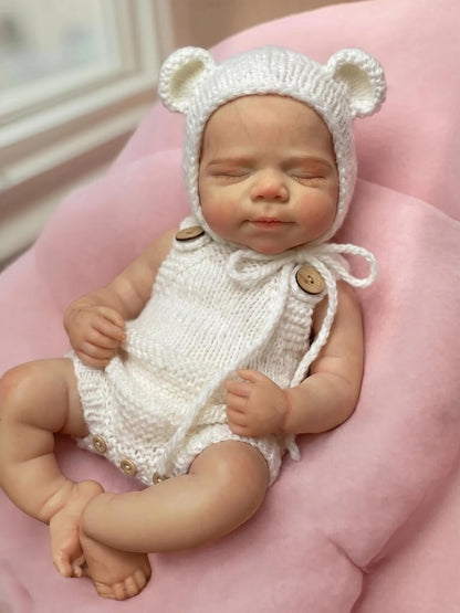 30cm Full Silicone Pascale Reborn Doll Girl in White Outfits