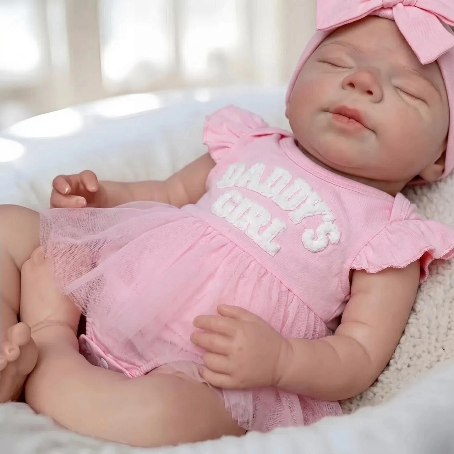 18 Inches Realistic Full Silicone Pascale Reborn Doll Girl in Pink Dress