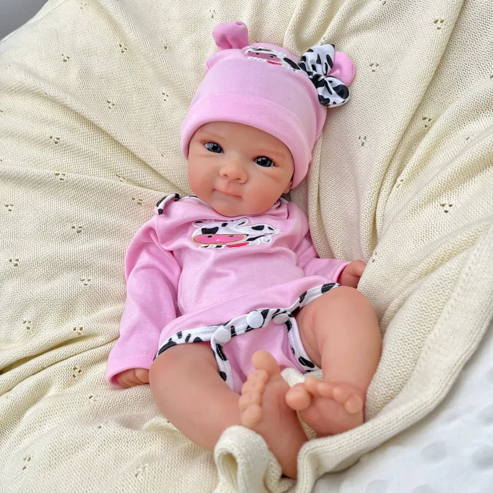 18 Inches Lifelike Full Silicone Bettie Reborn Doll Girl in Pink Outfits