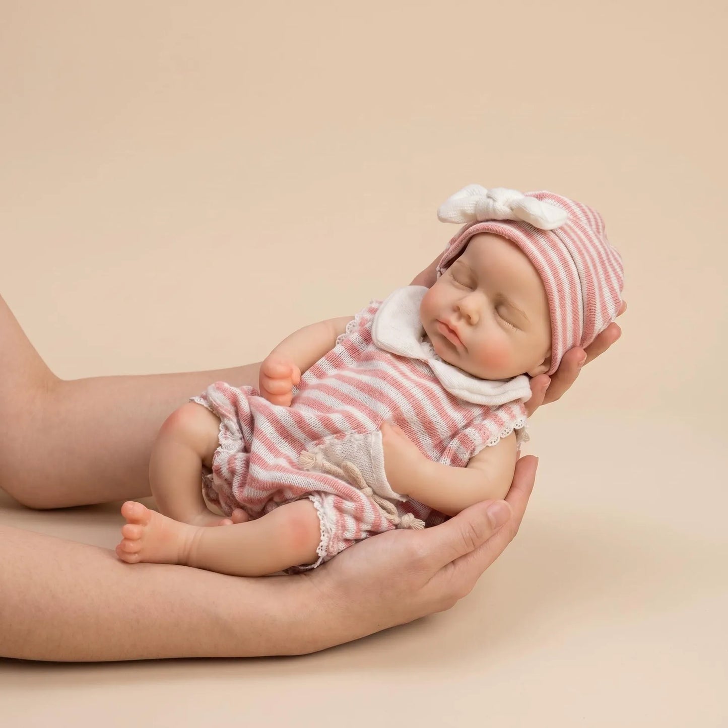 30cm Full Silicone Loulou Reborn Baby Girl In Pink Stripe Outfits