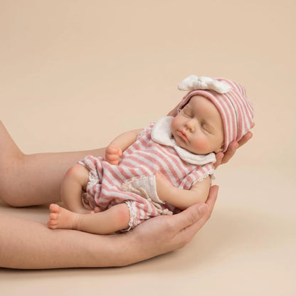 30cm Full Silicone Loulou Reborn Baby Girl In Pink Stripe Outfits