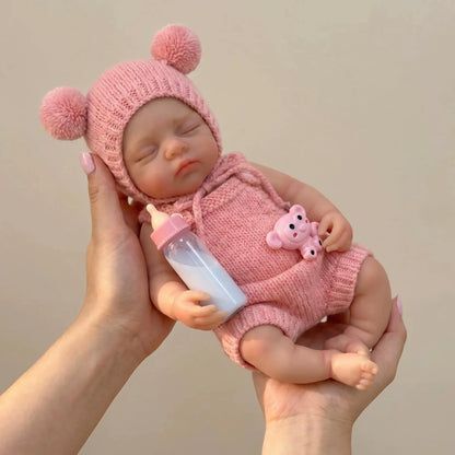 30cm Full Silicone Irys Reborn Doll Girl in Pink Outfits