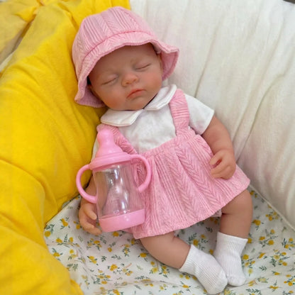 30cm Full Silicone Irys Reborn Doll Girl in Pink Dress
