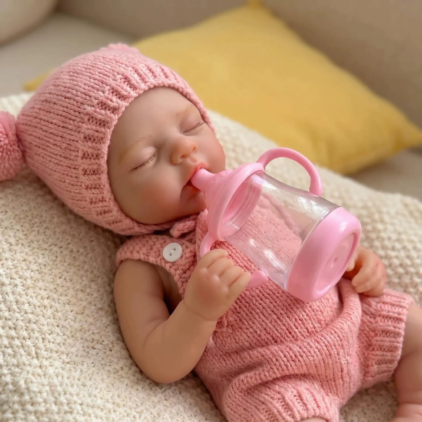 30cm Full Silicone Irys Reborn Doll Girl in Pink Outfits