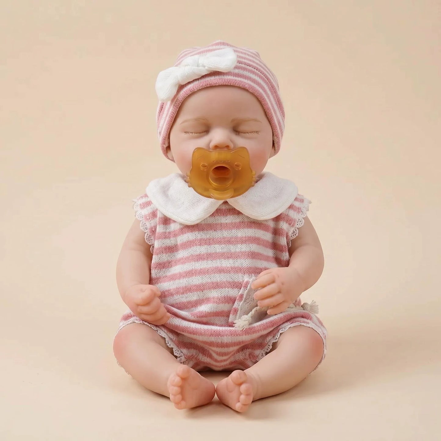 30cm Full Silicone Loulou Reborn Baby Girl In Pink Stripe Outfits
