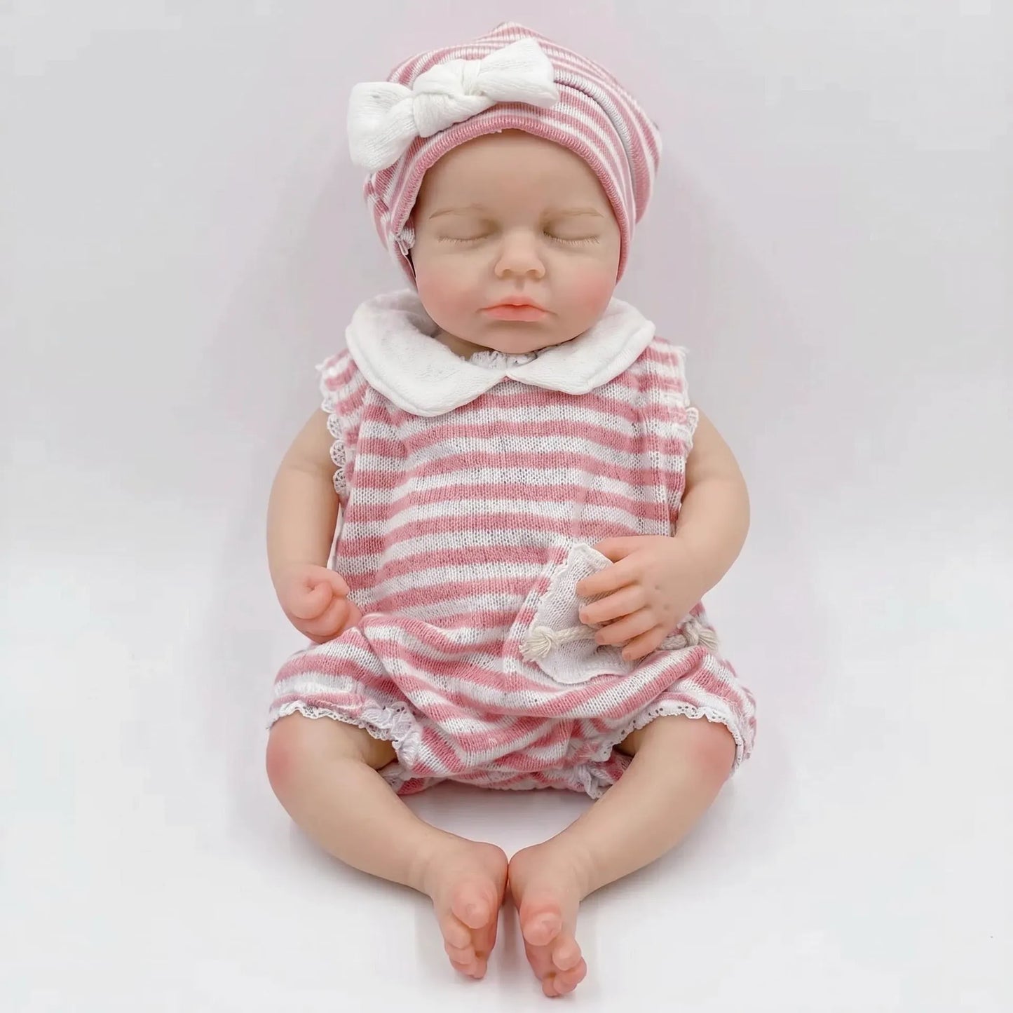 30cm Full Silicone Loulou Reborn Baby Girl In Pink Stripe Outfits