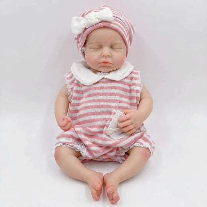 30cm Full Silicone Loulou Reborn Baby Girl In Pink Stripe Outfits