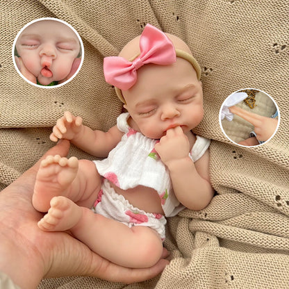 30cm Lifelike Full Silicone Closed Eyes Irys Reborn Baby Girl in Strawberry Outfits