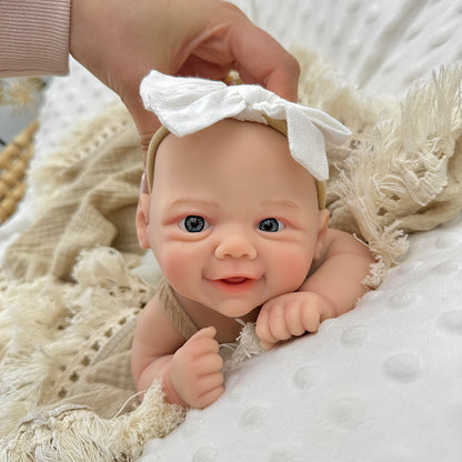 30cm Full Silicone Soft Vivienne Reborn Doll Girl in Coffee Dress
