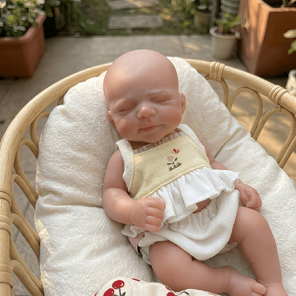 20cm Closed Eyes Silicone Mini Reborn Baby Girl Pascale In Yellow Outfits