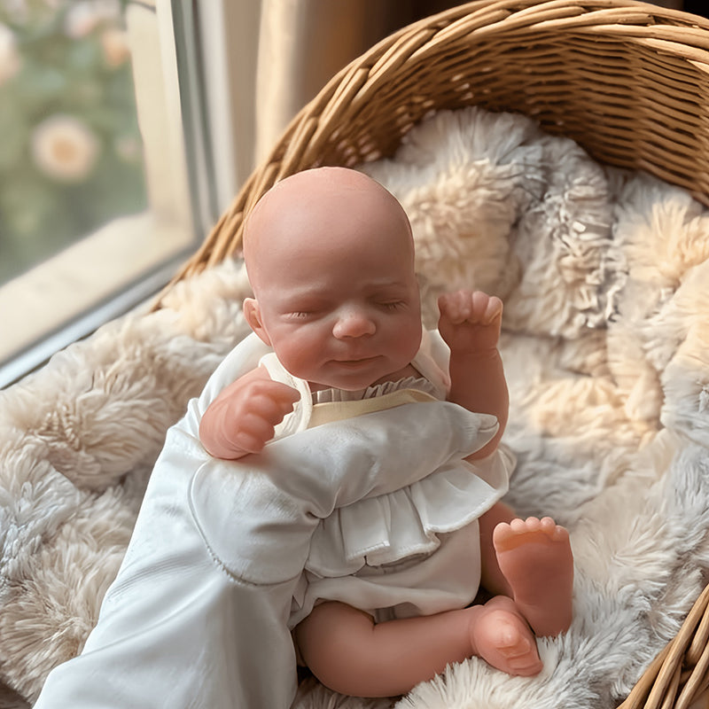 20cm Closed Eyes Silicone Mini Reborn Baby Girl Pascale In Yellow Outfits