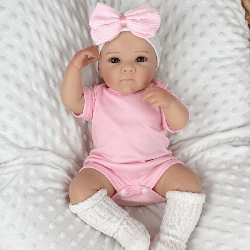 18 Inches Lifelike Blue Eyes Bettie Reborn Dolls Girl In Pink Bodysuits