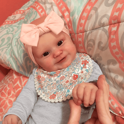 50cm Lifelike Open Eyes Smile Maddie Reborn Baby Girl In Gray Outfits
